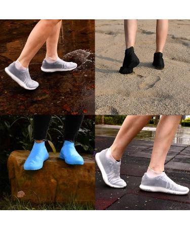 LEGELITE Reusable Silicone Waterproof Shoe Covers - 2 Pack Small, Non-Slip Shoe Protectors for Kids, Men, and Women - Black/Clear - Buy Online on GoSupps.com