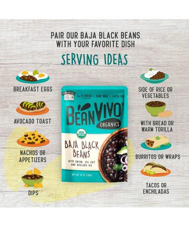 BeanVIVO Organic Baja Black Beans 6 Pack (10 oz) - Seasoned, Vegan, Gluten-Free, Microwaveable - Instant Plant Protein Meals - Buy Online on GoSupps.com