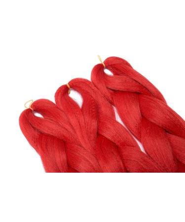 24 Red Hair Extension Crochet Braids - 3 Packs/300g Synthetic Braiding Hair for Stylish Looks | International Shipping Available - Buy Online on GoSupps.com