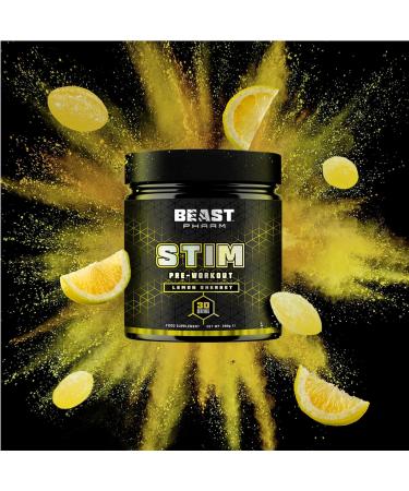 Beast Pharm STIM Pre Workout 390g - Lemon Sherbet Flavor | 30 Servings - Buy Online on GoSupps.com
