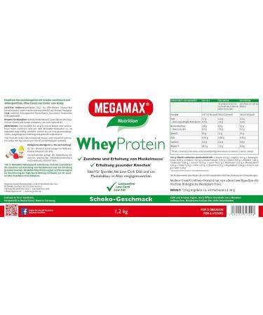 Megamax Whey Protein Drink 1.2kg | Lactose-Free Chocolate Whey Protein Isolate | Low Carb Muscle Building Shake | High Quality Protein for Fitness - Buy Online on GoSupps.com