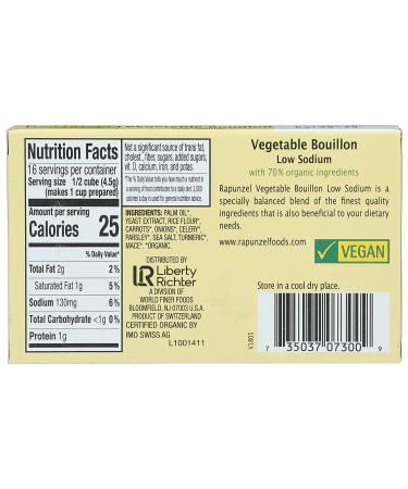 Rapunzel Low Sodium Vegetable Bouillon Cubes - 8 Count (2.5 oz) - Buy Online on GoSupps.com