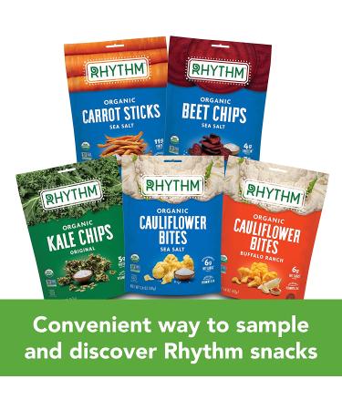 Rhythm Superfoods Variety Box: Cauliflower Bites, Kale Chips, Beet Chips, Carrot Sticks - Organic, Gluten-Free, Vegan, Paleo Friendly Snacks - Buy Online on GoSupps.com