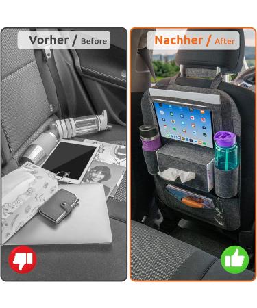 ECENCE 2x Car Seat Organizer | Felt Material | Back Seat Storage for Kids | 60cm/23.6in | Tablet Holder | Model 2.0 - Buy Online on GoSupps.com