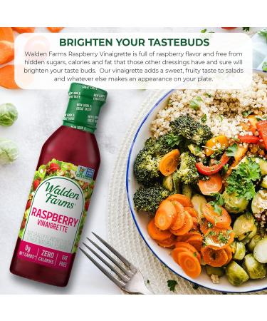 Walden Farms Raspberry Vinaigrette Dressing 12 oz Bottle (Pack of 6) | Sugar Free, 0g Net Carbs, Kosher Certified | Perfect for Salads, Pizza, Vegetables, Cocktails | Fresh & Delicious - Buy Online on GoSupps.com