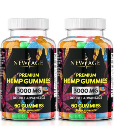 New Age Naturals Advanced Hemp Big Gummies 3000mg -120ct- 100% Natural Hemp Oil Infused Gummies 60 Count (Pack of 2)