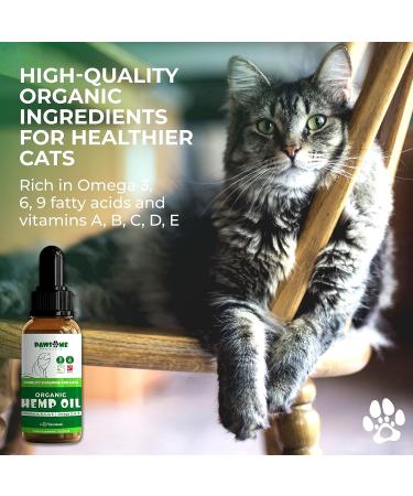 Pawsome Calming Hemp Oil for Cats | Stress & Anxiety Relief + Joint Support | Omega 3 6 9 | Cat Multivitamin with Vitamin C A B D E - 30ml - Buy Online on GoSupps.com