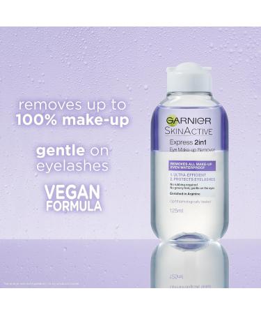 Garnier Skin Active 2 in1 Eye Make Up Remover Suitable For Waterproof Makeup Gentle On Eyes and Eyelashes Use With Reusable Micellar Eco Pads 125 ml - Buy Online on GoSupps.com