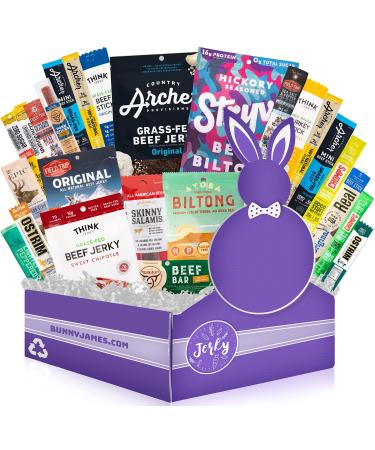 Jerky Lovers Assortment Gift Box, Beef Jerky Gift Baskets For Men - Jerky Variety Pack Gift Set Of 25 Unique Premium Beef Jerky sticks, strips and more - Gift box for men - Buy Online on GoSupps.com