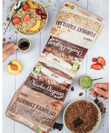 Charles Vignon Organic Crunchy Plain Muesli Family Size 900 g Whole Grains Palm Oil Free Rich in F - Buy Online on GoSupps.com