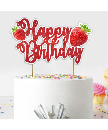 Seyal Real Strawberry Happy Birthday Cake Topper