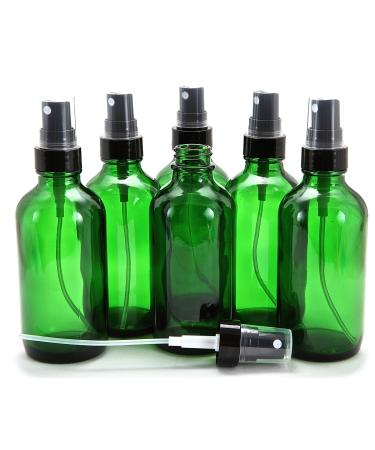 Vivaplex 6 Glass Bottles with Black Fine Mist Sprayer 4 oz Green