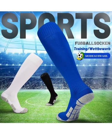 Buy Elutong Children's Football Socks - Unisex Training Socks Comfortable & Breathable Non-Slip Size 33-45 Black/White/Blue - Buy Online on GoSupps.com
