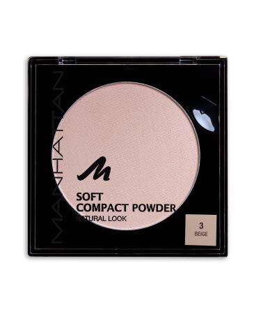 Manhattan Soft Compact Powder bright compact powder with powder quaste for a matt even complexion color beige 3 1 x 9g 3 beige 9 g (1 Pack)