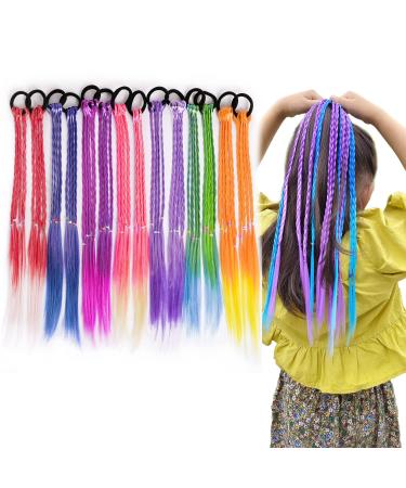 Weradau Girls Hair Extensions Accessories Colorful Wigs Beauty Hair Bands Headwear Kids Twist Braid Rope Ponytail Hair Ornament Girls Hair Accessories color-14pcs