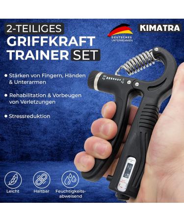 Kimatra 2-Part Handle Force Train Pack | 5kg to 60kg Hand Trainer Set for Fingers Hands & Forearms | Integrated Counting Function - Black - Buy Online on GoSupps.com
