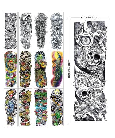 18 Sheets Full Arm Temporary Tattoo Set | Konsait Waterproof Sleeve Tattoo Body Stickers for Men and Women - Buy Online on GoSupps.com