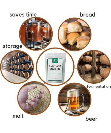 Amylase Enzyme (100g)| Packed in Canada| 100% Food-Grade Enzyme Formula Non-GMO| Increase Fermentation Used for Homebrewing Process in Beer Making| by Elo s Premium - Buy Online on GoSupps.com