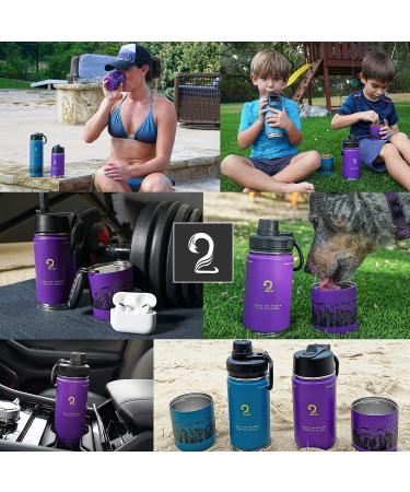 Puddles 2 Oceans Stainless Steel Water Bottle with Snack Compartment - Purple | Insulated Coldest Water Bottle for Kids - Buy Online on GoSupps.com