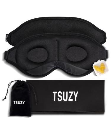 TSUZY Sleep Eye Mask for Sleeping-100% Blackout 3D Contoured Sleep Mask for Men & Women with Gift Box Adjustable Strap Earplug & Travel Pouch for Tavelling Nap & Yoga (L) 3 Piece Set