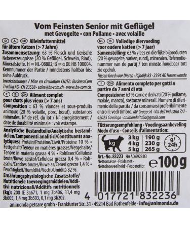 Animonda Vom Feinsten Senior Wet Food for Cats 7+ Years | Poultry 32 x 100g - Premium International Shipping - Buy Online on GoSupps.com