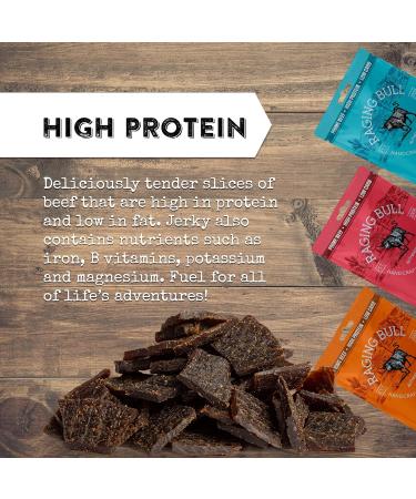 Raging Bull Sweet Hot Beef Jerky - 28g Pack of 10 Multipack Bags - High Protein Snacks - Grass Fed Beef Jerky - Low Carb Keto Snacks - MSG Free Carnivore Snacks - Jerky Gift Set - Natural Meat Snacks - Buy Online on GoSupps.com