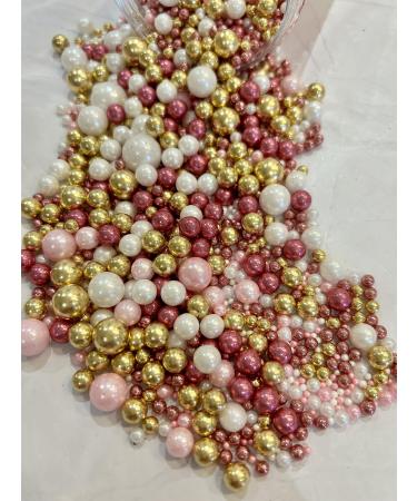 Metallic/Shimmer Balls Edible Cupcake Cake Topper Sprinkles (35g Pouch) (ink and Metallic Pink)