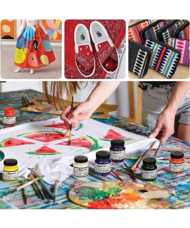 Jacquard Fabric Paint Set - 8 Colors, 2.25oz Bottles, Permanent All-Surface Paint with Brushes - Buy Online on GoSupps.com
