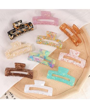 Magicsky 10 Pcs Marble Tortoise Acrylic Hair Claw Clips for Women - Cute Butterfly Barrettes Pins - Aesthetic Styling Accessories in Brown Opal Pink Multicolor - Buy Online on GoSupps.com