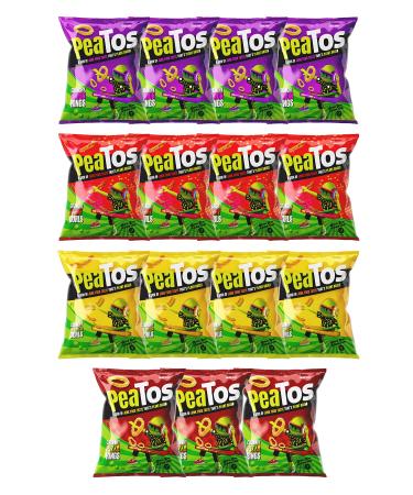 PeaTos Party Mix Variety Pack, Healthy Low Calorie Vegan Snacks | 4 Flavor Variety Pack, 15ct 4 Flavor Variety Pack Snack Sized Bags, Pack of 15 Snack Sized Bags 4 Flavor Variety Pack 15 Piece Assortment