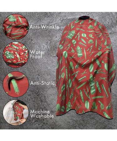 King Midas Empire Vintage Barber Cape | Professional Salon Hair Cutting Cape with Snap Closure | Red & Green Design - Shop Internationally - Buy Online on GoSupps.com