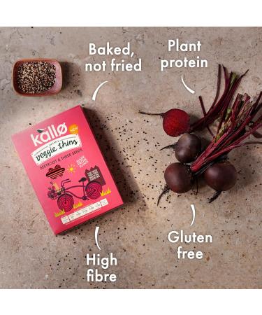 Kallo Beetroot & Three Seeds Veggie Thins Crackers | Healthy Snacks High Fibre Plant Protein Gluten Free & Baked | 100g Single Pack - Buy Online on GoSupps.com