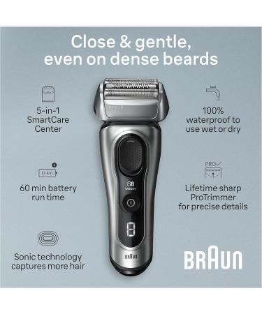 Buy Braun Series 8 8567cc Electric Razor for Men | 4+1 Shaving Elements Long Hair Trimmer SmartCare Center - Wet & Dry - 60min Runtime - International Shipping Available - Buy Online on GoSupps.com