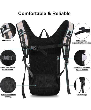 Mothybot Hydration Backpack 20L with 2L Hydration Bladder - Festival Essential for Hiking, Running, Biking - Holographic Crocodile Textured Design - Buy Online on GoSupps.com