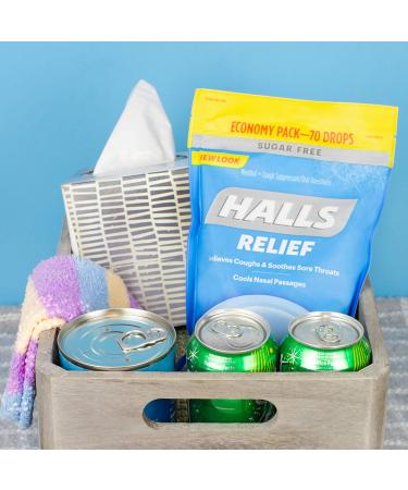 HALLS Relief Mountain Menthol Sugar Free Cough Drops - Economy Pack (70 Drops) - Buy Online on GoSupps.com