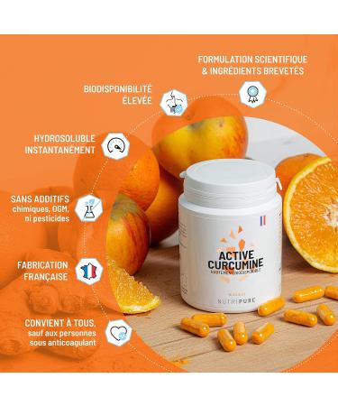 Nutripure | Active Curcumin 100% pure Cavacurmin | Vegan | Antioxidant & natural anti-inflammatory | Water-soluble: 39X bioavailability without harmful additives | 90 capsules | 1 Month | Made in - Buy Online on GoSupps.com