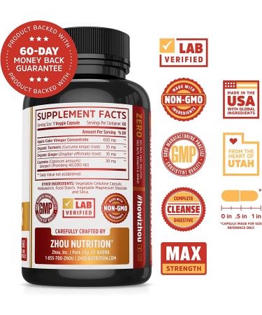Zhou Nutrition Max Strength Cider Detox - 60 Veggie Capsules for Effective Detox & Support - Buy Online on GoSupps.com