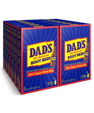 Dad's Old Fashioned Root Beer Singles To Go Sugar Free Powder Drink Mix 6 Sticks Per Box 12 Boxes (72 Total Sticks)