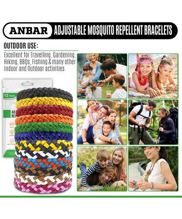 Anbar Leather Mosquito Repellent Bracelets for Adults and Kids 12 Pack Deet Free All-Natural Anti-Mosquito Tick and Insect Essential Oils 300-Hour Waterproof Outdoor Protection (Mixed) - Buy Online on GoSupps.com