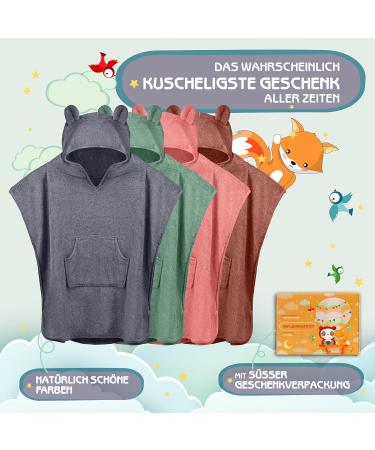 Fuchs Panda Kids Bathing Poncho - Extra Warm Soft & Cozy 100% Bamboo Towel Poncho for Baby & Children | Ideal Gift Packaging (Blue-Gray) - Buy Online on GoSupps.com