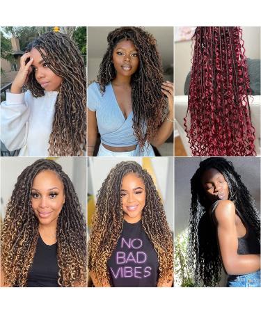Curly Goddess Locs Crochet Hair 18 Inch - 4 Packs, 24 Strands per Pack | Pre Looped Synthetic Deep Curly Hairstyle Hippie Locs Crochet Braids Extensions - 1B/30/27 - Buy Online on GoSupps.com