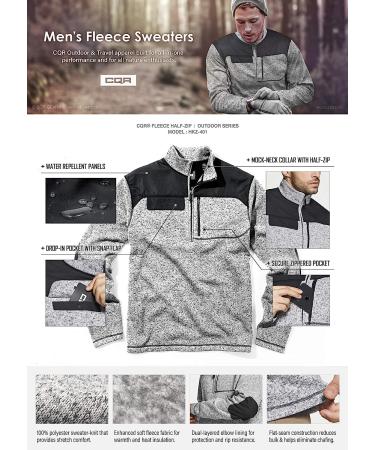 CQR Men's Thermal Fleece Half Zip Pullover - Heather Grey Large - Buy Online on GoSupps.com
