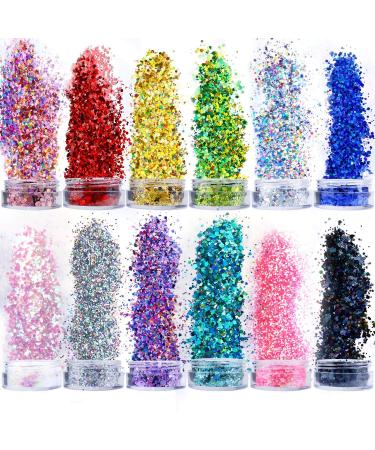 Otherwise 12 boxes glitter for face body glitter star hexagon heart moon glitter sequin chunky glitter for face nails eyes lips hair body make-up glitter sequin