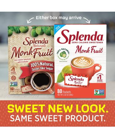 SPLENDA Naturals Monk Fruit Sweetener - 80 Count Packets | Zero Calorie Keto Sugar Substitute - Buy Online on GoSupps.com