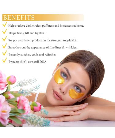 Hydrogel Gold Eye Patches - 15 Pairs for Puffiness & Dark Circles - Hyaluronic Acid & Collagen Eye Mask - Anti-Wrinkle Treatment - Buy Online on GoSupps.com