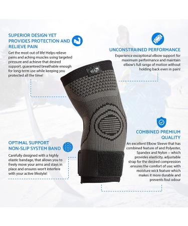 2 Pack Elbow Brace with Strap for Tendonitis & Compression Sleeves - Golf & Tennis Elbow Treatment - Large Size - Buy Online on GoSupps.com