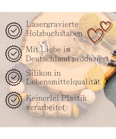 Personalized Baby Gift - Storchenkind | Custom Name | Girls/Boys | Gift Packaging | Laser Engraved Wooden Letters & Food-Safe Silicone | Various Colors - Buy Online on GoSupps.com