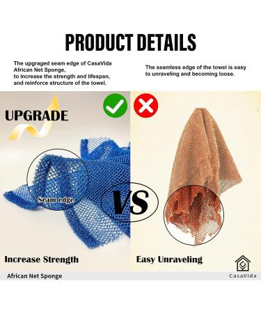 African Net Sponge Exfoliating Washcloth 3 Pack - CasaVida Body Scrubber Set for Shower and Bath in Pink, Yellow, Purple - Buy Online on GoSupps.com