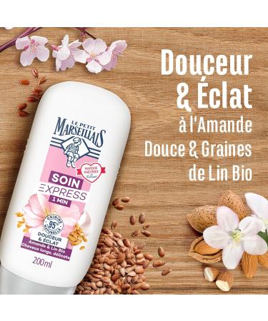 Le Petit Marseillais | Soin Express 1 Min Douceur & clat Almond & Organic Flax (200 ml bottle) Conditioner for long and delicate hair 95% ingredients of natural origin - Buy Online on GoSupps.com