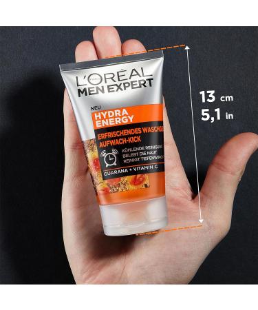 L'Or al Men Expert Hydra Energy Gift Set for Men - Washing Gel & 24h Moisturizer with Guarana & Vitamin C | 150ml International Shipping Available - Buy Online on GoSupps.com